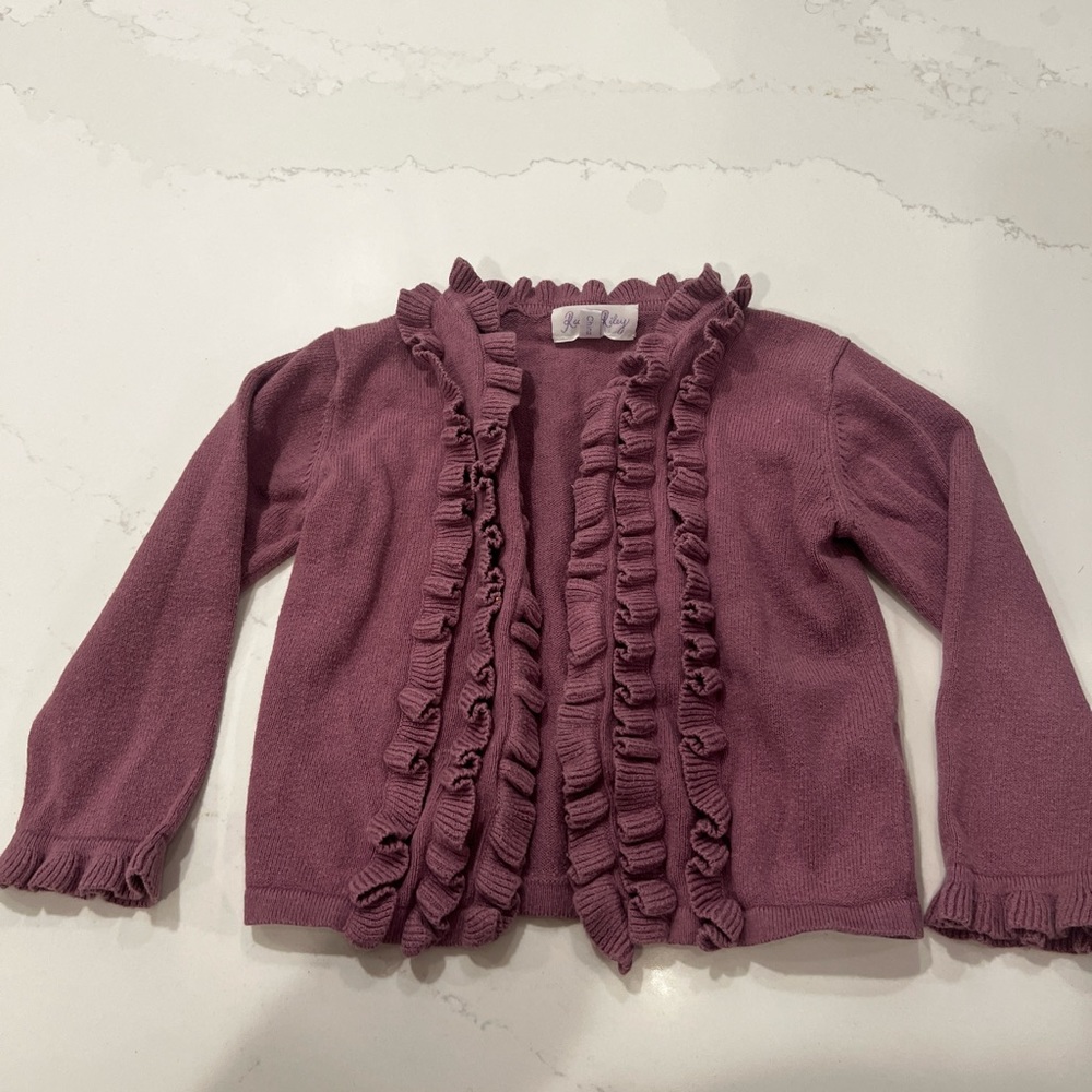 Rachel Riley purple girls sweater cardigan size 2 - like new! Cotton/cashmere